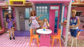 New Barbie House for Skipper: Barbie and Ken in Barbie Dream House w Barbie Sister Chelsea and Baby