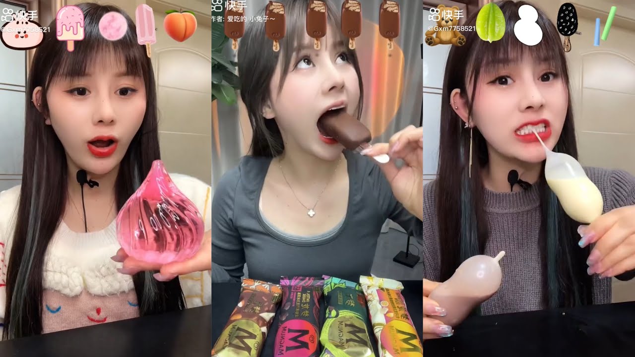 Asmr Eating Emoji Foods amd İce creams🍭🧋🍿🥑🍓🍉🥑🍰🥩🍅🍦 Relaxing Tiktok Food | Satisfying