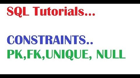 SQL Tutorial  Constraints with examples