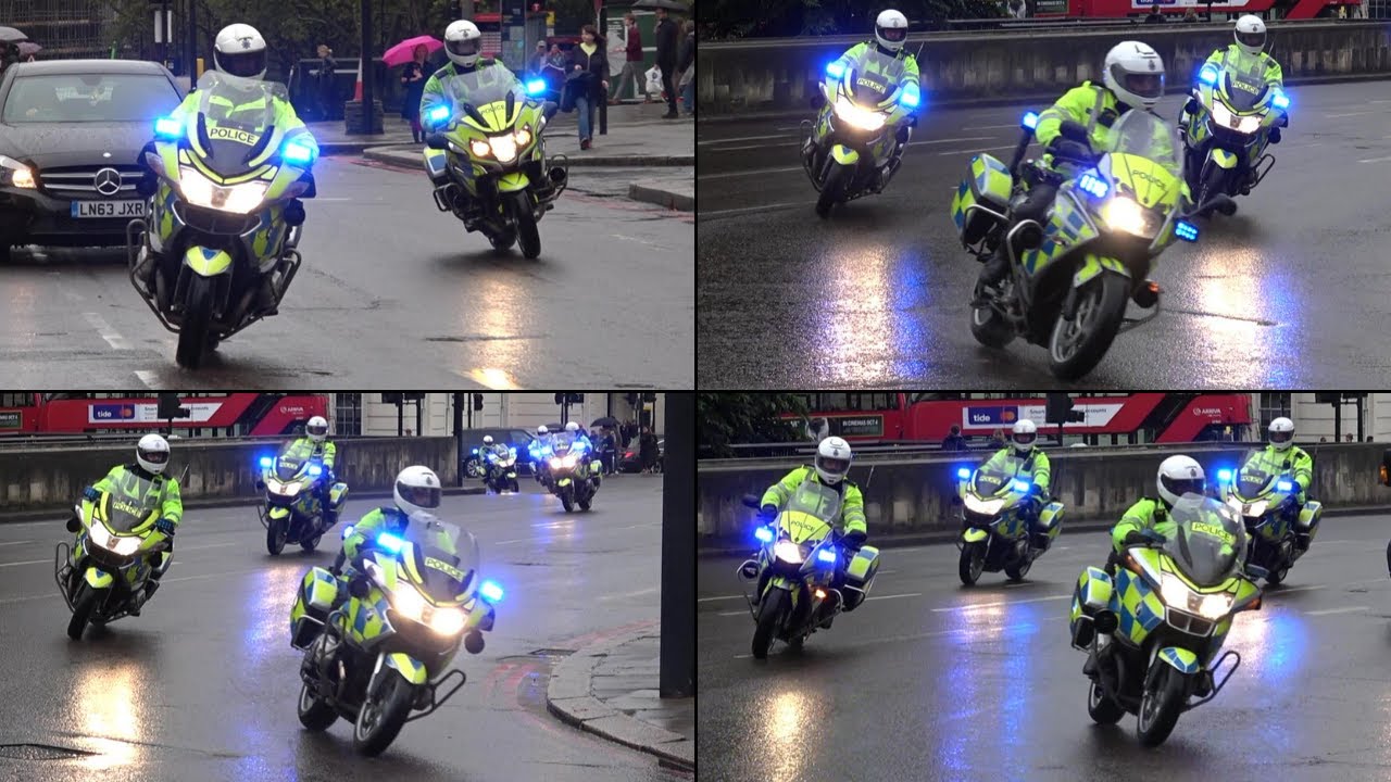 Metropolitan Police bikes responding in Large Convoy - 21 BIKES!