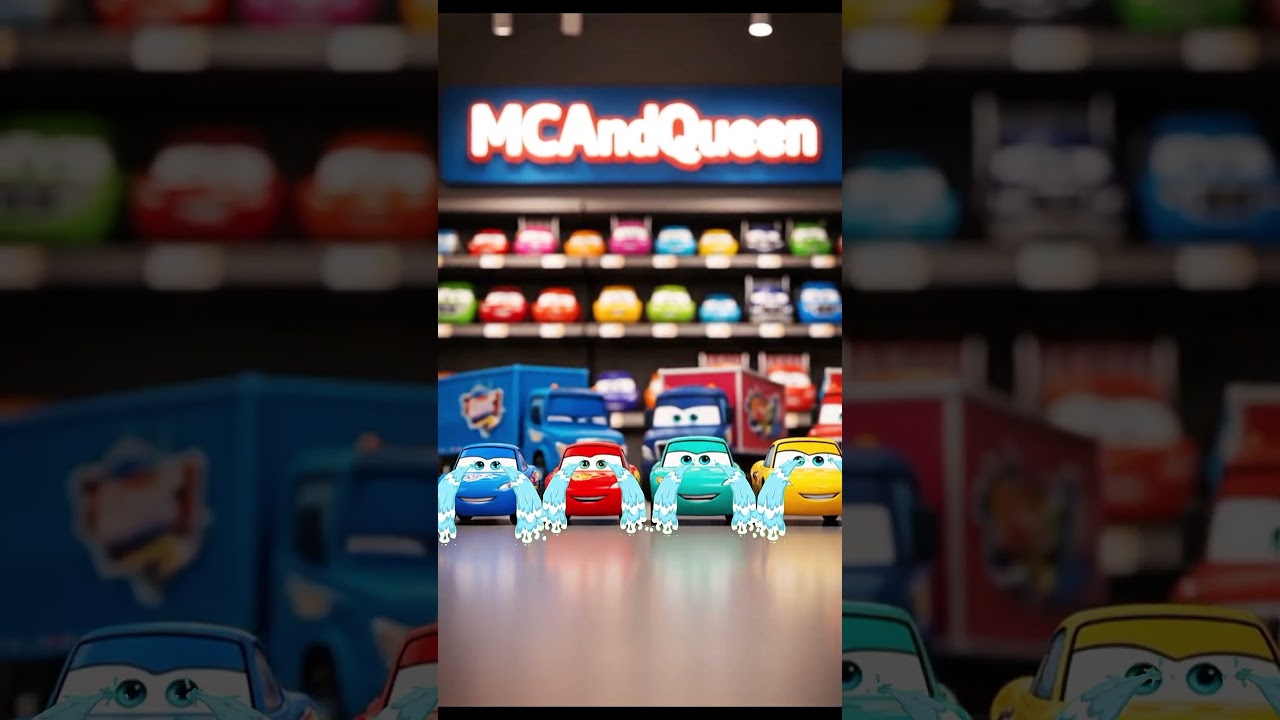 Pixar Cars McQueen, Fibel Fuel Racer with Truck Container 