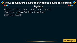 How to Convert a List of Strings to a List of Floats in Python