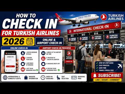 Video Turkish Airlines Check-In Guide 2026 | Boarding Pass, Baggage & Seat Selection