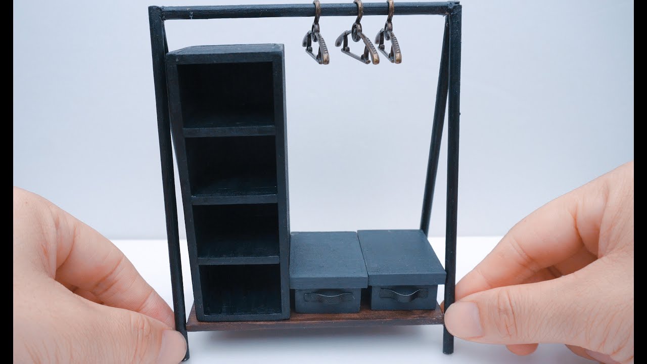 DIY Miniature Clothing Rack with Organizer Tutorial【77】 YouTube