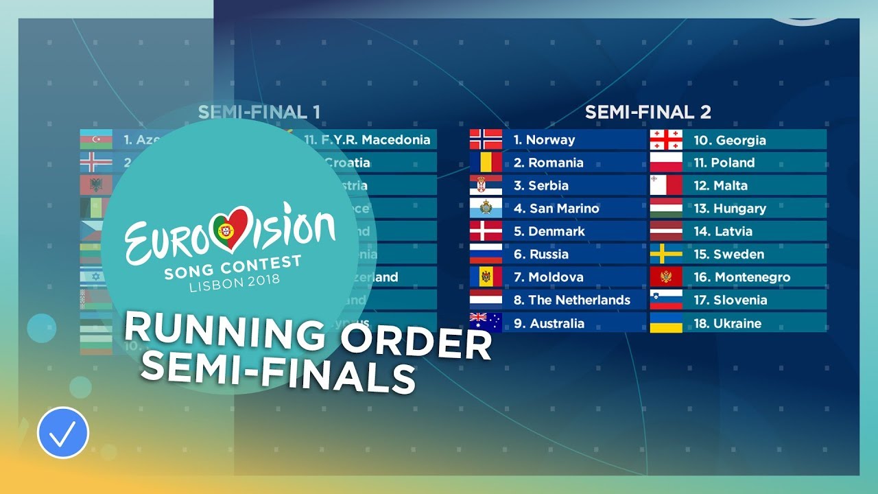 The official running order for the Semi-Finals of the 2018 Eurovision Song  Contest - YouTube