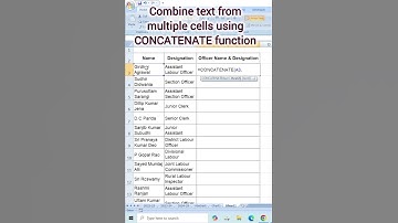 Combine text from multiple cells using CONCATENATE function in#excel#computer #shorts #ytshorts