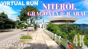 Virtual RUN 24 Minutes | 2.3mi (3.8km)  Niteroi, Gragoatá and Icaraí | Treadmill RUN in 4K