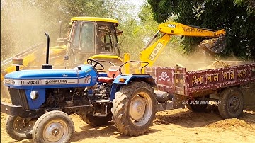Jcb 3dx Backhoe Loader Machine Loading Mud In Sonalika 740 Di Rx And Mahindra 475 Di  Tractor | Jcb