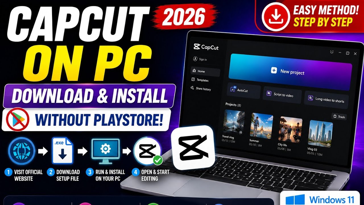 How to Download and Install CapCut on PC (Windows 10/11) 2026 | Video ...