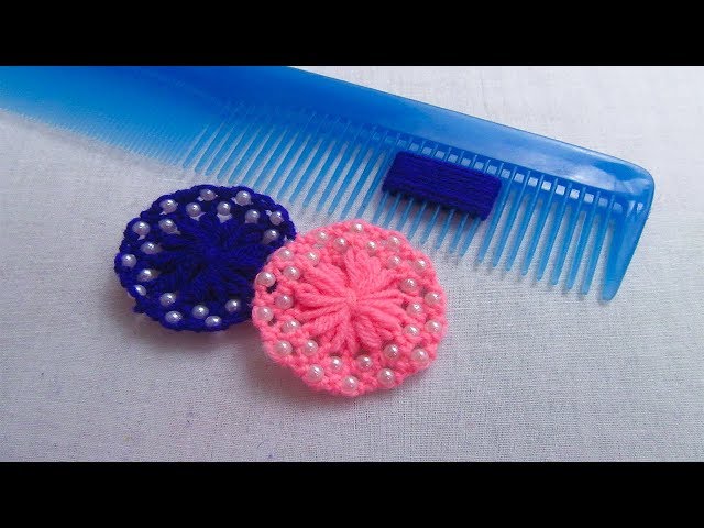 Hand Embroidery Amazing Trick, Easy Flower Embroidery Trick with Hair Comb, Woolen Flower
