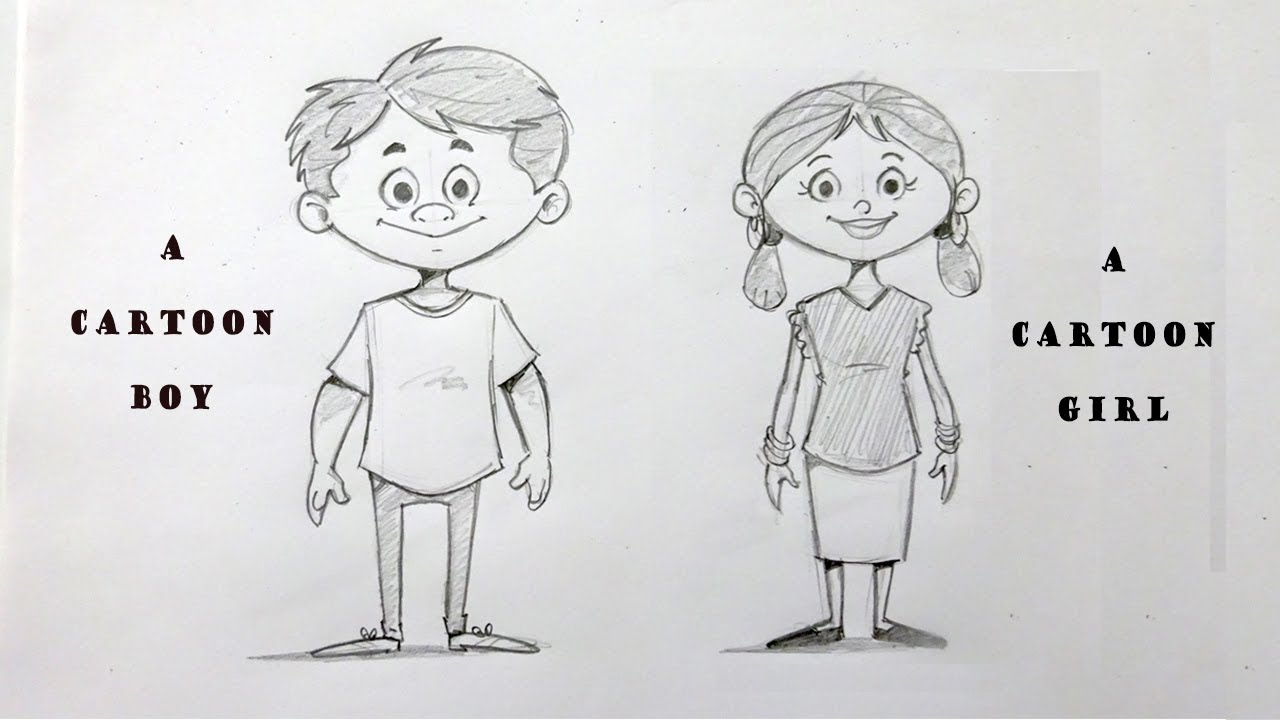 How to draw a Boy and a Girl cartoon character | Drawing tutorial |  RinkuArt - YouTube