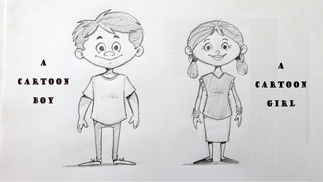 How To Draw A Boy And A Girl Cartoon Character Drawing Tutorial Rinkuart Youtube