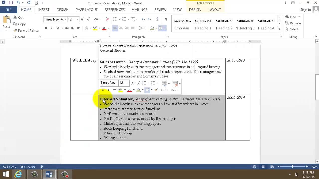 How to create a resume using microsoft word