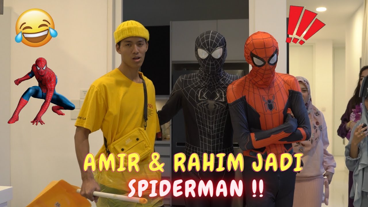AMIR & RAHIM JADI SPIDERMAN !!- PAKAI BAJU IKUT WARNA !!