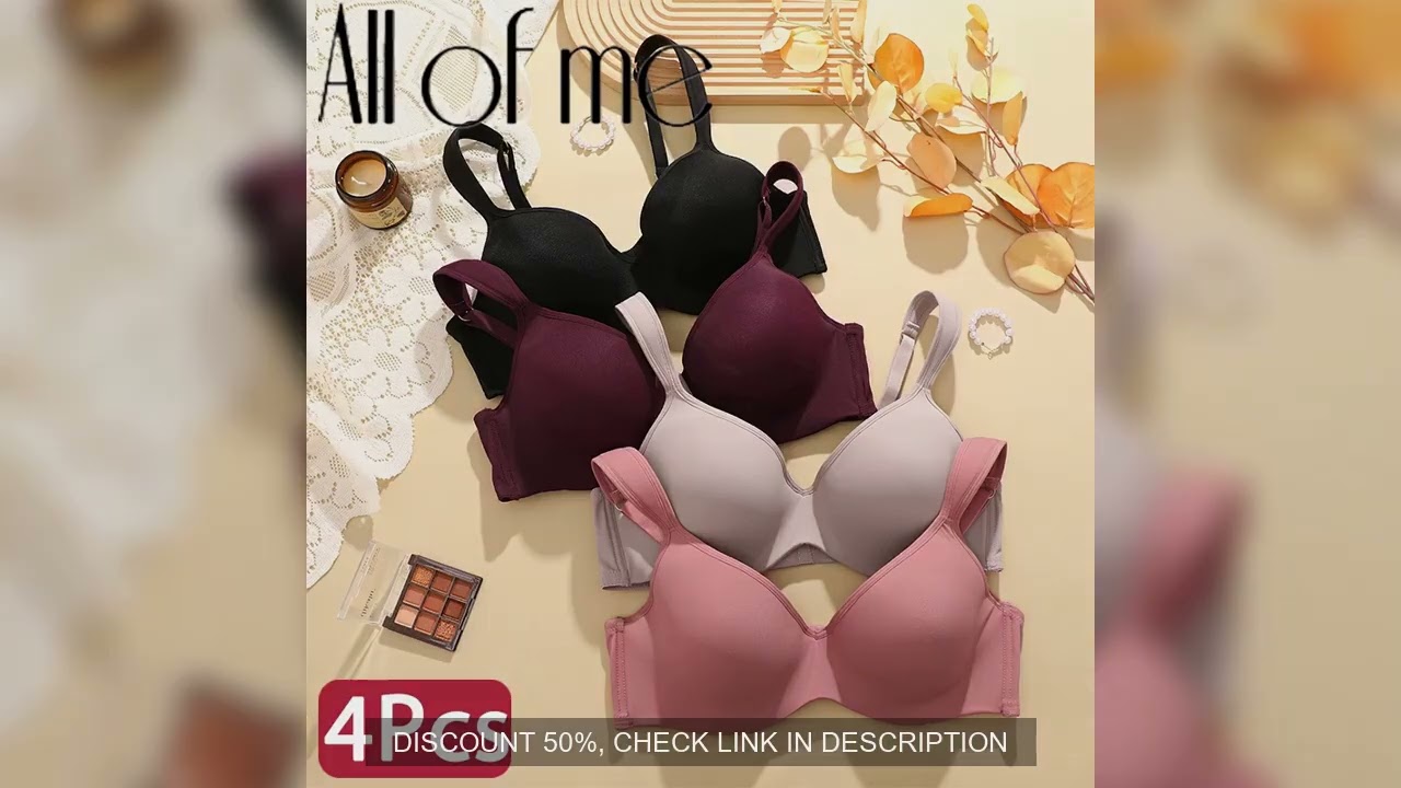 4Pcs/Set Sexy Women Plus Size Underwire Full Coverage Unlined Seamless Bra Wide Straps Wireless Bras