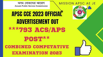APSC Combined Competitive Exam 2023 ¦¦ APSC CCE 2023 Notification ¦¦