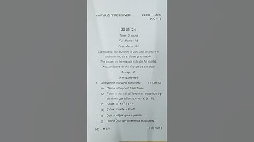 B.SC MATHEMATICS HONOURS CC-7 Previous year question paper 2021-2024 #RANCHI UNIVERSITY