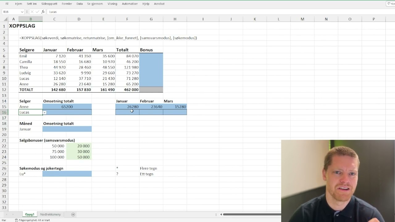 Lær deg Excel-funksjonen XOPPSLAG - del 1