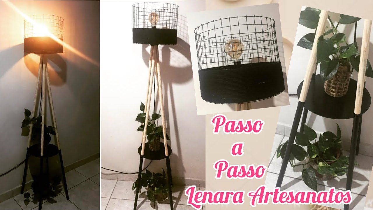 Faça você mesmo luminaria com mesa de apoio cabeceira simples e fácil de fazer 