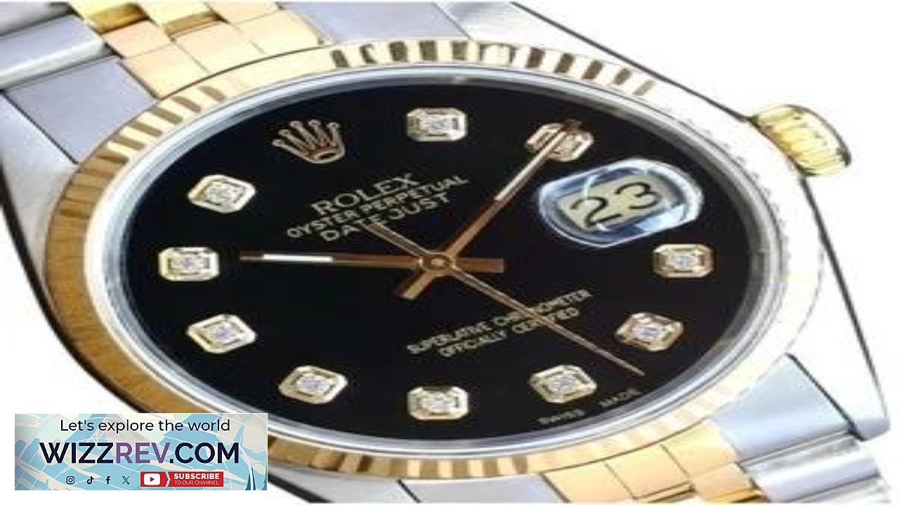 Rolex Datejust Two Tone Black Diamond Dial Fluted Jubilee 36mm Unisex Watch