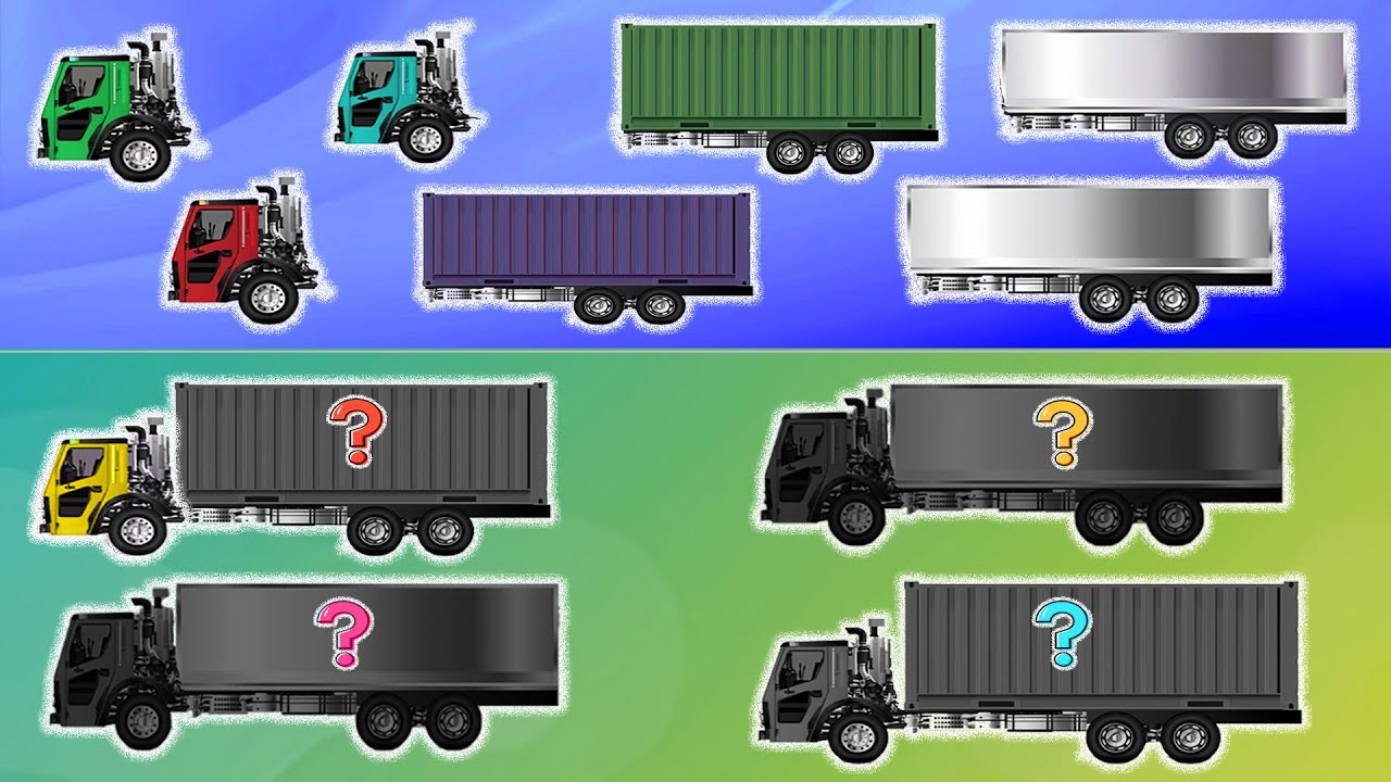 Match the Cabin to the Body and Complete the Container Trucks | Fun Vehicle Puzzle