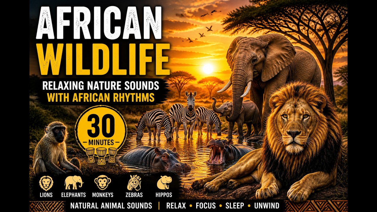 30 Minutes of African Wildlife Sounds 🌿 Relaxing Safari Ambience with ...