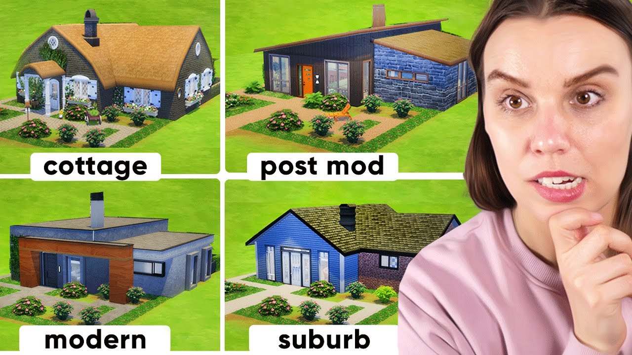 I tried to build the same house in 4 different styles (The Sims 4 ...