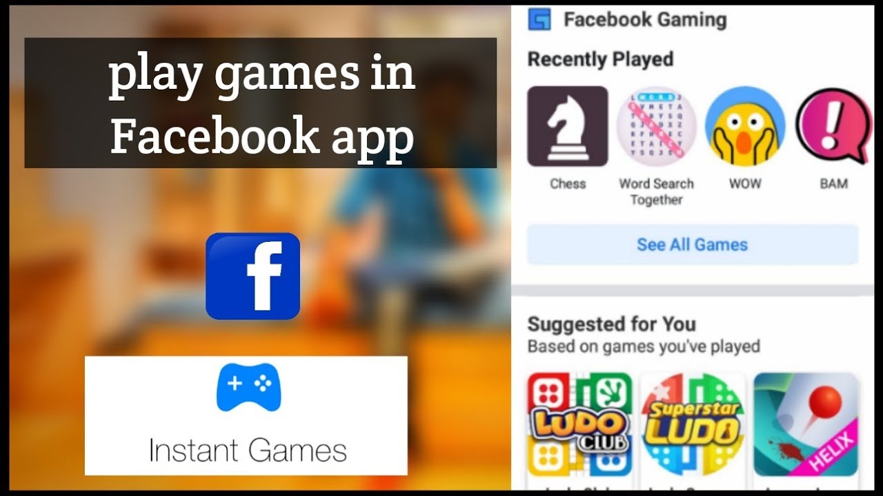 Facebook games | chess and ludo games in facebook app | how to play games in fb app