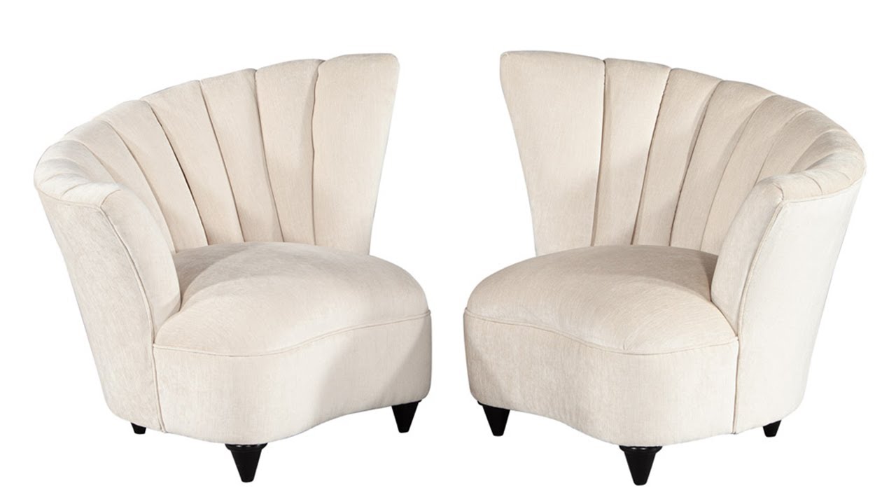 LR-3480 Pair of Mid-Century Modern Curved Channel Back Lounge Chairs