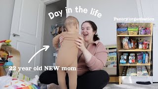 Day in the life as a YOUNG stay at home mom + HUGE pantry organization!