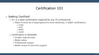 Certification CompTIA A+ (220-1101 & 220-1102) Course Sec 20 - Certification 101 #comp