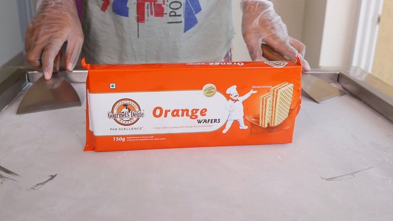 ORANGE WAFERS ICE CREAM ROLLS - SATISFYING ASMR