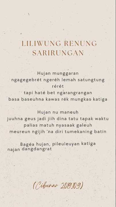 Sajak Sunda: Liliwung renung sarirungan