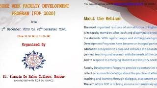 Day 1- THREE WEEK FACULTY DEVELOPMENT PROGRAM -01/12/2020 @ 10.30 AM