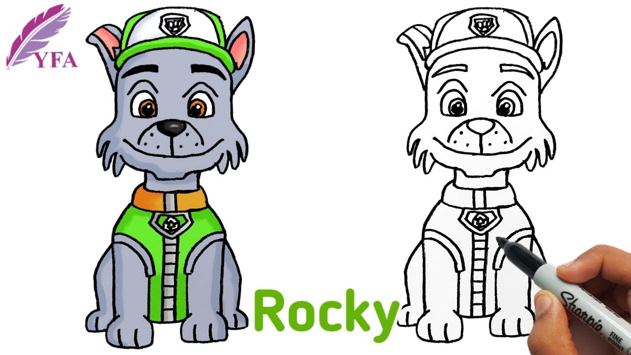 How to Draw Rocky Paw Patrol - DrawingNow