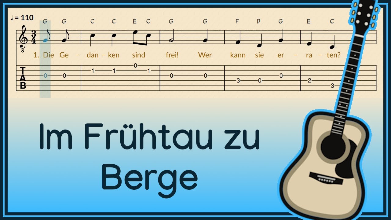 Im Frühtau zu Berge Tabs für Gitarre Melodie YouTube Im Frühtau zu Berge Tabs für Gitarre Melodie YouTube