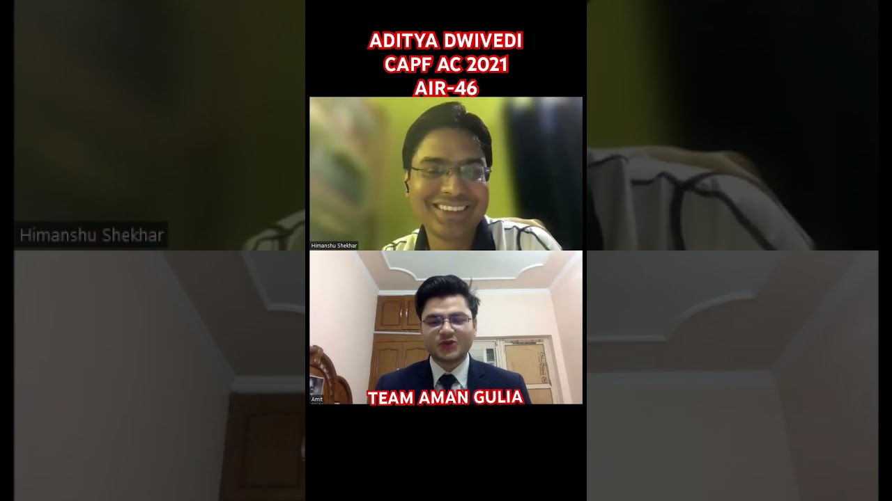 ADITYA DWIVEDI AIR-46 | CAPF AC 2021 RESULT 