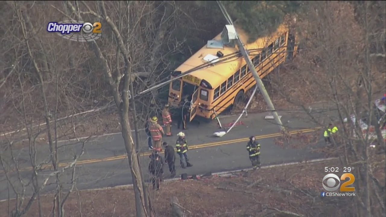 NJ School Bus Crashes Into Utility Pole - YouTube