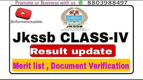 Jkssb CLASS-IV || Merit list || Result || Document Verification || Official update.