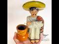 Vintage MCM Mexican Man Smoking Ashtray, Pottery RARE Kitsch, ca. 1950s - 60s