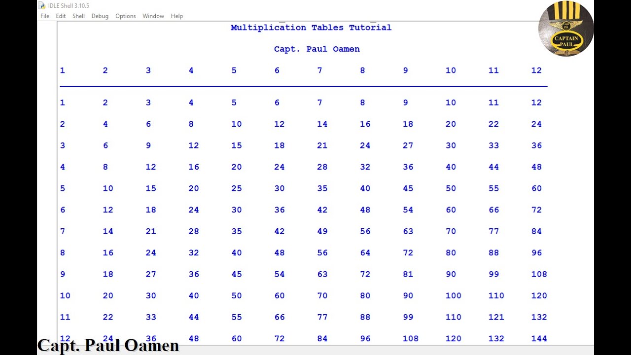 Beginners Tutorial of How to Create a Multiplication Timetables in ...