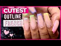 Simple Multicolored Pastel French Tip Nail Art | Acrylic Nails for Beginners | Watch Me Work