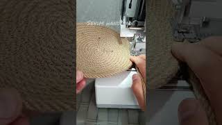 Подвесная корзина из джута на швейной машине