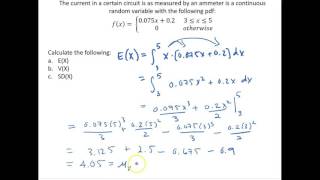 Expectation and Variance for a General Continuous Random Variable - Circuit Example