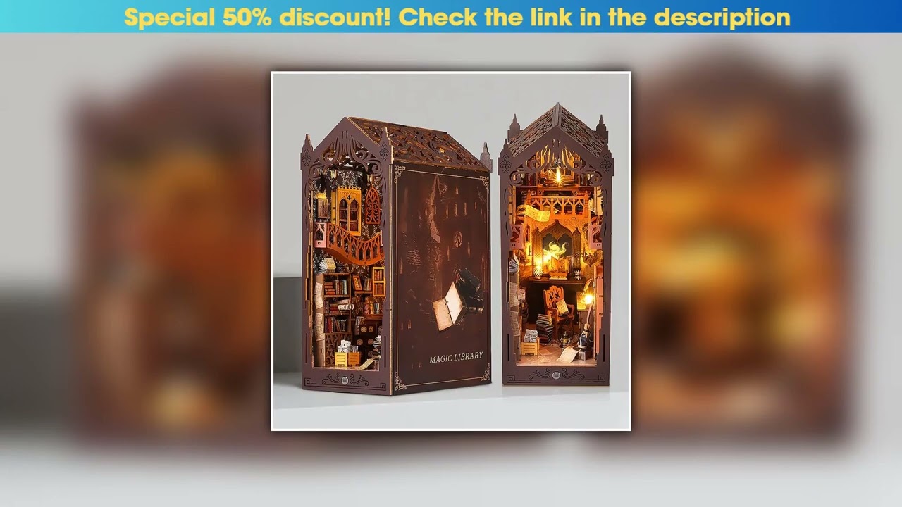 Exclusive Miniature Doll House Set 3D Puzzle DIY Book Nook Kit Eternal Bookstore Wooden Dollhouse W