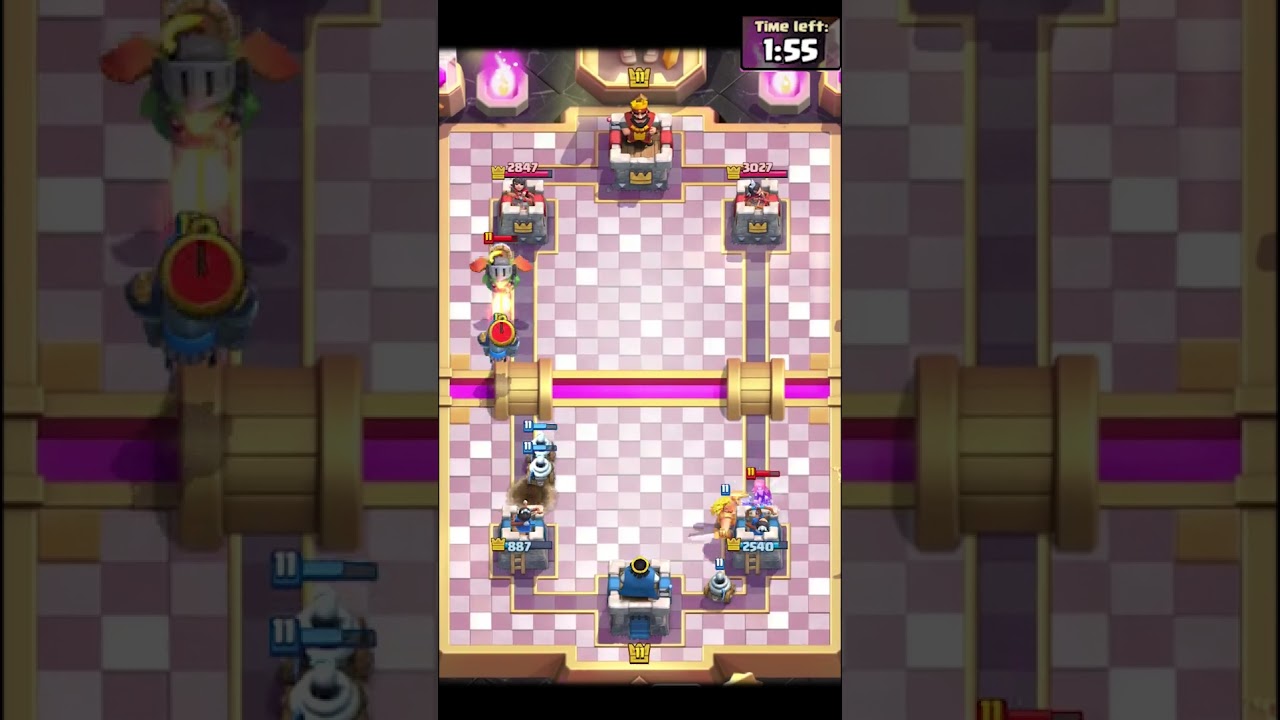Balloon, Minion Horde vs Xbow, Golden Knight, Goblin Drill. See comments for the full video