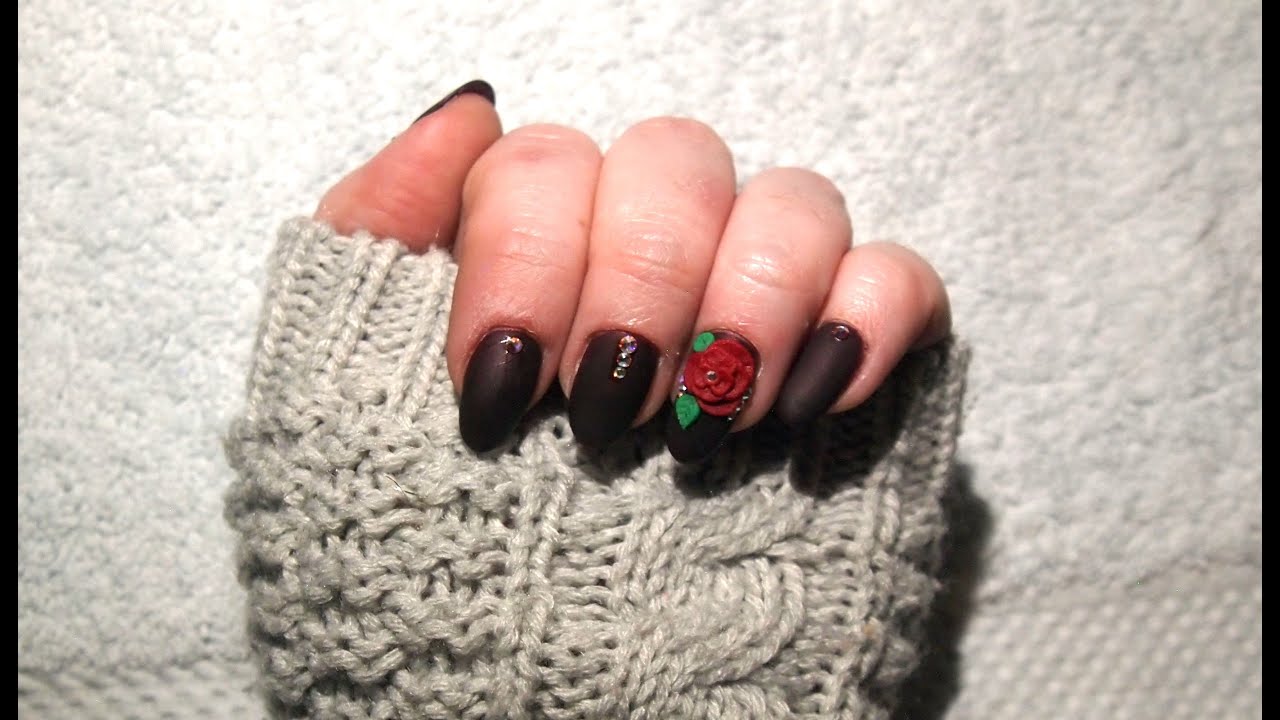 3D Acrylic Art Rose with Crystals - Nail Artist Tutorials #7