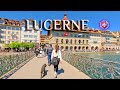 Switzerland lucerne  all bridges of the city  embankment 4k