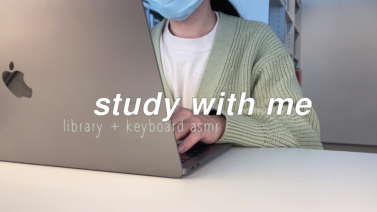 1 hour STUDY WITH ME ft library sounds and macbook keyboard asmr 💻, no ...