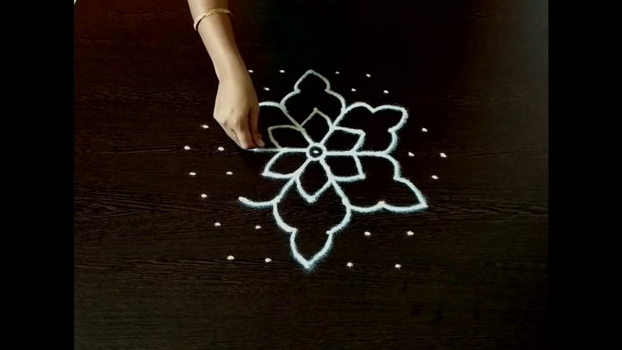 RANGOLI WITH 9 X 5 DOTS/Chukkala muggulu/Latest kolam